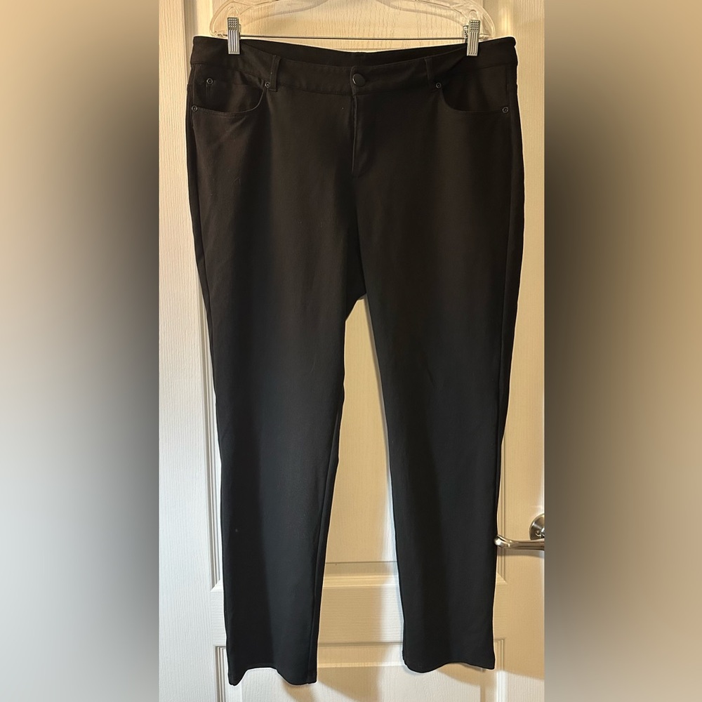 CJ Banks Black Signature Slimming Ponte Pants 16w Petite EUC